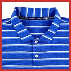 Southern Tide Golf Polo Shirt Men's Large Blue Striped Performance Stretch